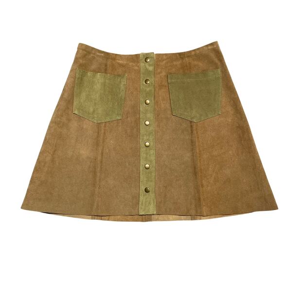 Reformation Dresses & Skirts - Reformation Tucson Skirt 8 Tan Leather Mini 70s Retro Mod Boho Festival Western